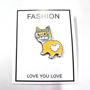 Corgi Dog with Diving Goggles Enamel Pin